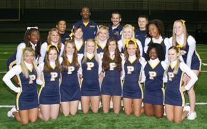 The Cheer Squad taught 50 Girl Scouts chants, cheers, and jumps